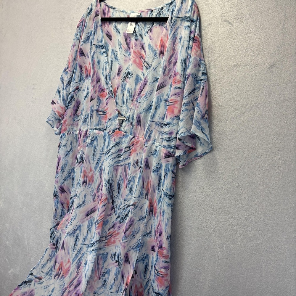 BEACH TO BEACH Sheer Swim Cover Up Womens 24/26 Blue Abstract Maxi Long Light - Picture 7 of 11
